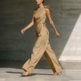 thumbnail image 5 of PBFRDSJ One Shoulder Jumpsuits for Women Sleeveless Tie Side Wide leg Jumpsuits Ruched Waist Summer Minimalist Flowy Romper, 5 of 9