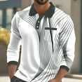 thumbnail image 3 of Stamzod Oversized Gym Shirts for Men Fashion Strip Printed Turndown Long Sleeve Shirts Casual Athletic Shirts for Men Dark Gray L, 3 of 4