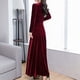 thumbnail image 5 of Vestido largo de terciopelo de manga larga para mujer - Vestido largo ajustado de corte A para fiestas de invierno, tallas M-XXXXL, 5 of 8