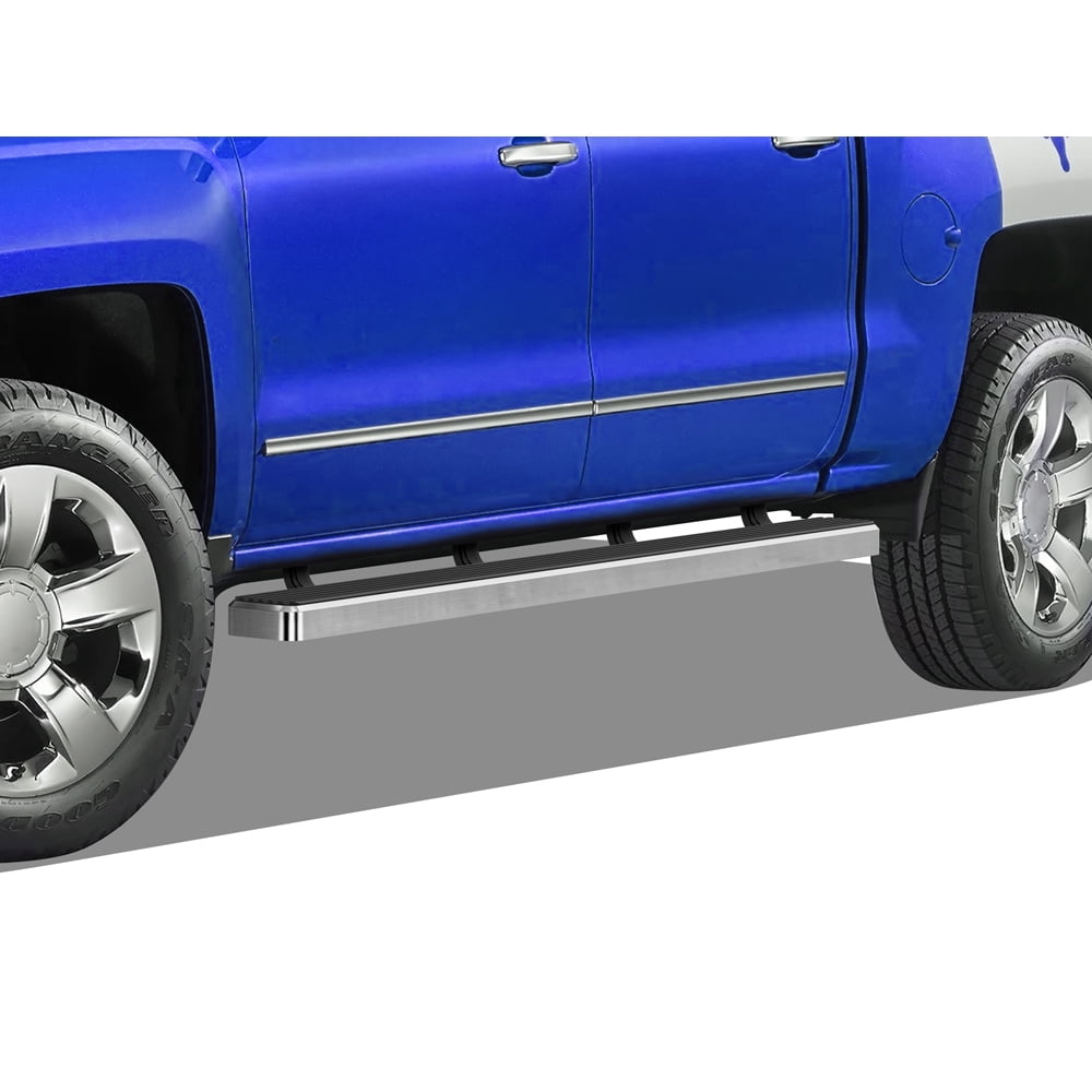 APS iBoard Running Boards 4 inches Compatible with Chevy Silverado GMC Sierra 1500 2007-2018 Running Boards For 2007 Chevy Silverado Crew Cab