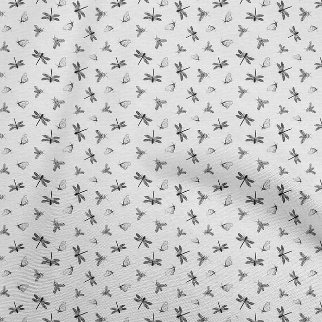 oneOone Viscose Chiffon Gray Fabric Dragonfly Craft Projects Decor Fabric Printed By The Yard 42 Inch Wide