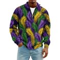thumbnail image 3 of LNZGNM Mardi Gras Shirt Men 1/4 Zipper Plus Size Printed Sweatshirt Stand-Up Collar Long Sleeve Tops Casual Winter Outfits,Army Green 4XL, 3 of 7