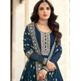 thumbnail image 3 of Wedding Wear Indian Designer Salwar Kameez Suits Pakistani Anarkali Gown Dress ( Blue, S - 38 ), 3 of 5