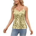 thumbnail image 2 of Stichou Sequin Tops for Women Sparkly Strappy Tank Tops 2026 V Neck Top Concert Outfits Party Club Night Gold M, 2 of 7