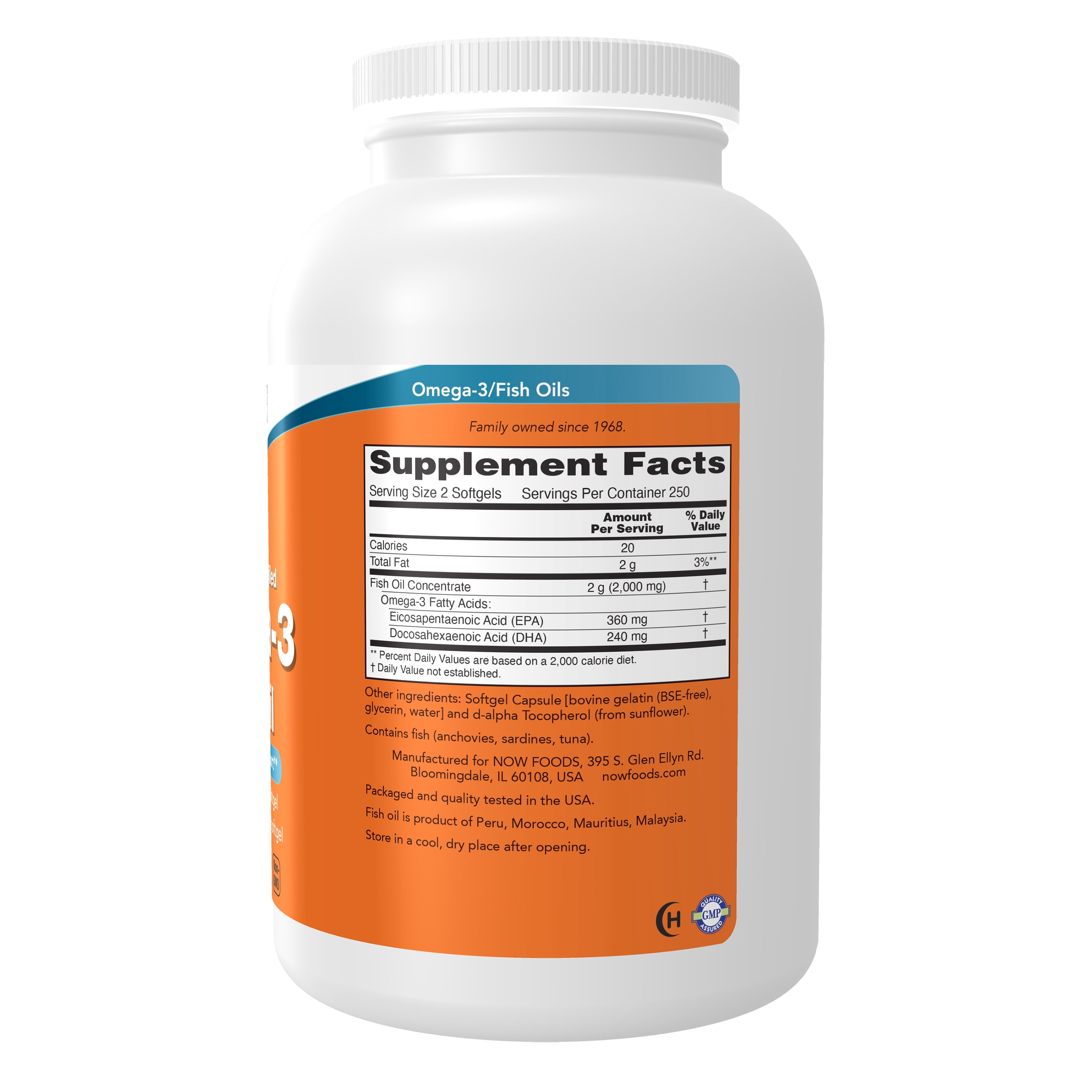 NOW Supplements, Omega-3 180 EPA / 120 DHA, Molecularly Distilled, Cardiovascular Support, 500 Softgels