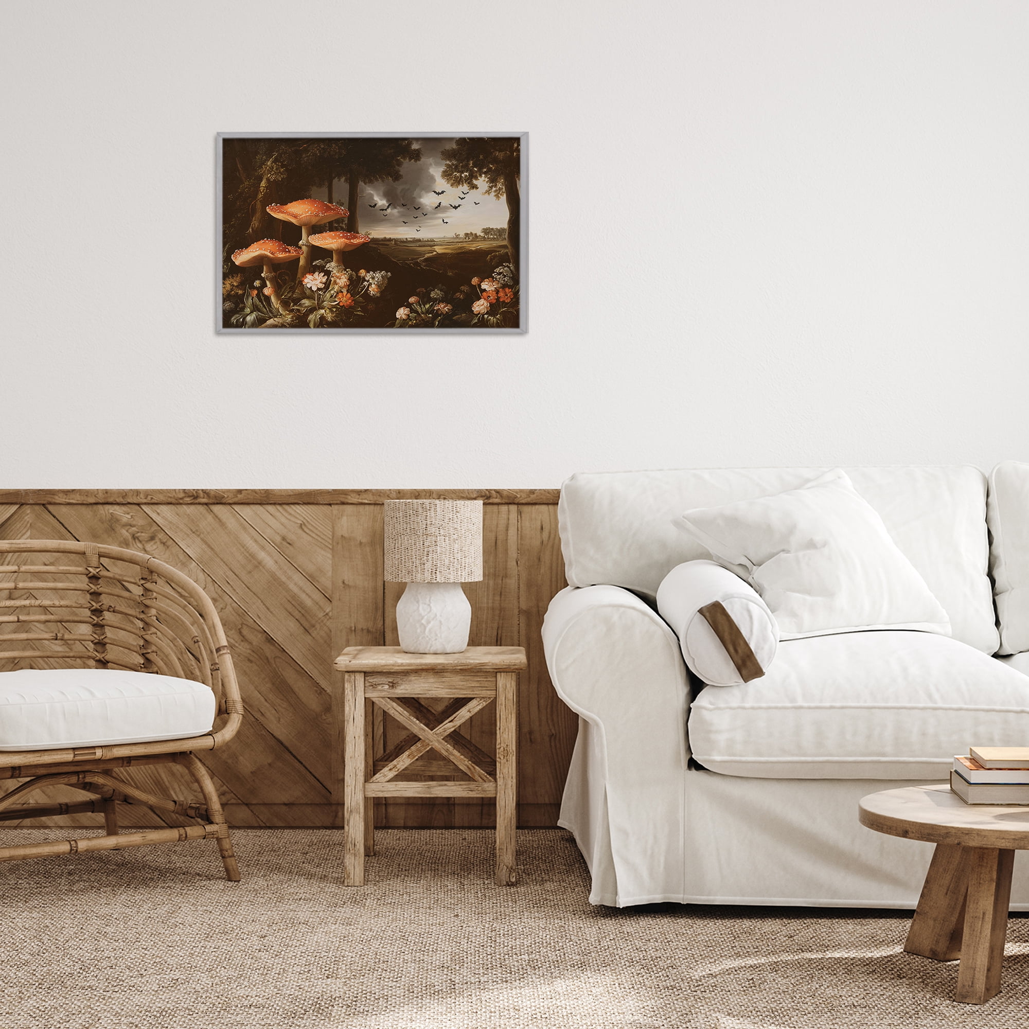 Stupell Industries Bats in Autumn Forest Gray Framed Giclee Art, design by Jacky Ngan