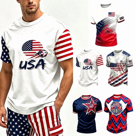 Men’s Crewneck T Shirts Soccer Baseball Fans Graphic Tee Wrinkle Free Summer Daily Work Wear