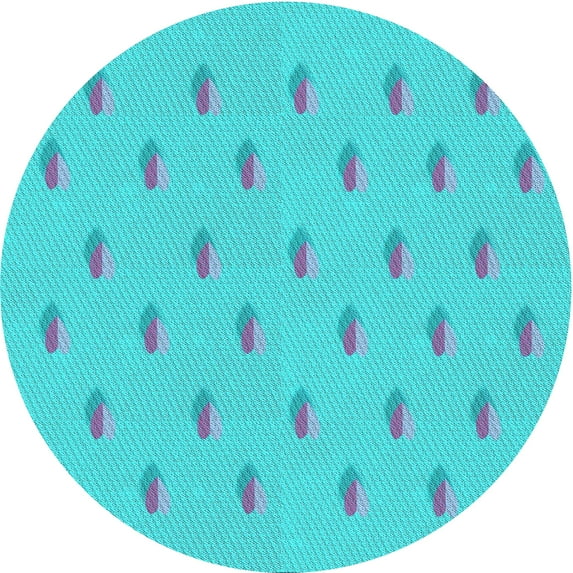 Ahgly Company Machine Washable Indoor Round Transitional Bright Turquoise Blue Area Rugs, 5' Round