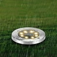 thumbnail image 3 of Solar Ground Lights 4 Pack Buried lamp LED Stainless Steel Outdoor disc Outdoor Solar Landscape, IP65 Waterproof Floor lamp, Garden Floor lamp, Lawn lamp Garden rain Proof Villa Floor lamp (Yellow), 3 of 8