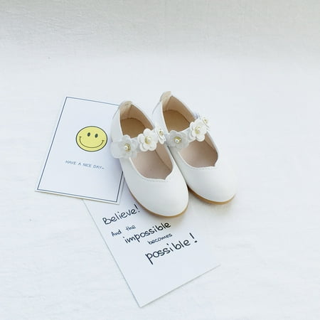 

Toyella Girl s flower leather shoes white 27