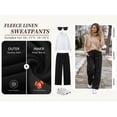 thumbnail image 2 of Temofon Fleece Lined Sweatpants for Women Cotton Wide Leg Soft Lounge Pants Black Comfy Womens Sweatpant with Pockets M, 2 of 8