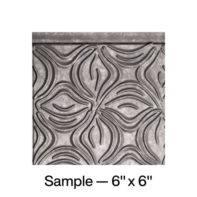FASÄDE Lotus Decorative Vinyl Backsplash Panel in Galvanized Steel (6X6 Inch Sample)