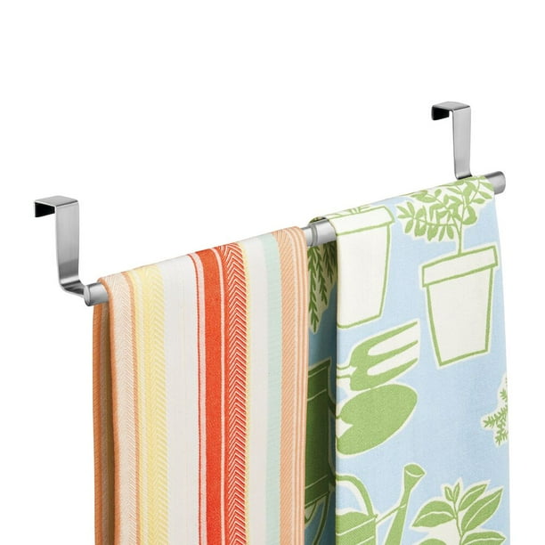 mDesign Adjustable, Expandable Kitchen Over Cabinet Towel Bar - Hang on
