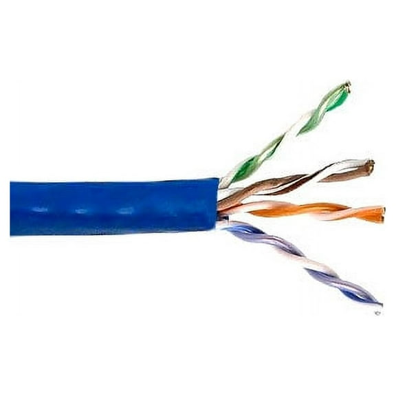 Kentek 1000 Feet FT Plenum Rated CAT6 UTP Solid Bulk Cable 24 AWG 550 MHz Category 6 Unshielded Twisted Pair PVC Jacket Ethernet RJ45 Network Internet Cord Wire Blue