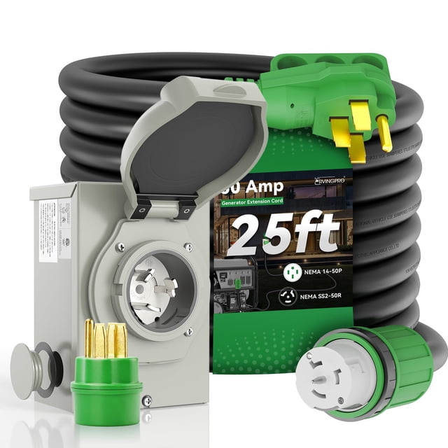 Kit combinado de cable de generador y caja de entrada de alimentación RVINGPRO 50A