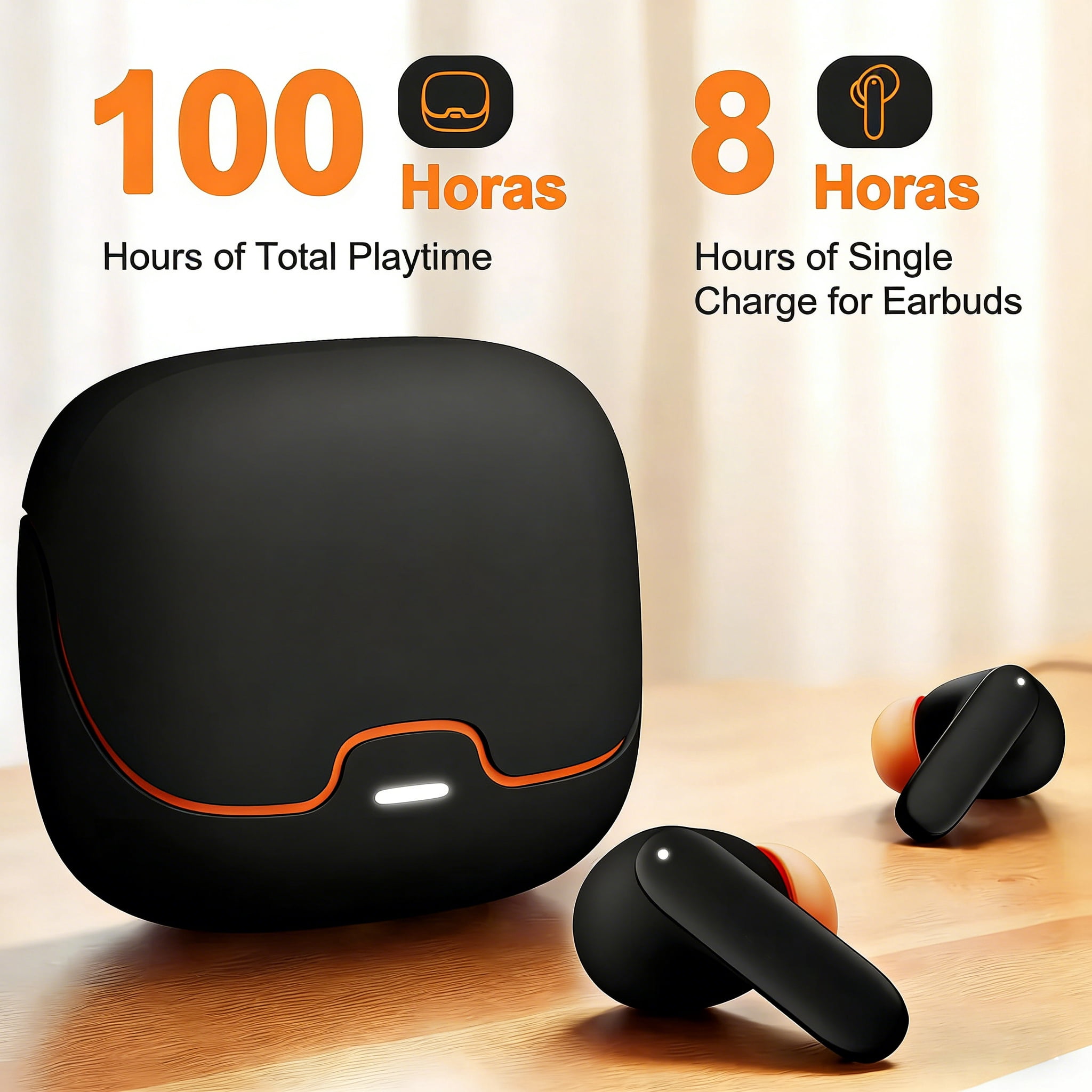 Wireless Earbuds, Wireless Headphones HiFi Stereo Earphones with 4 ENC Noise Canceling Mic, 70Hs Playtime In Ear Earbud Waterproof, Bluetooth 5.3 Sport Earphones for Android iOS Black