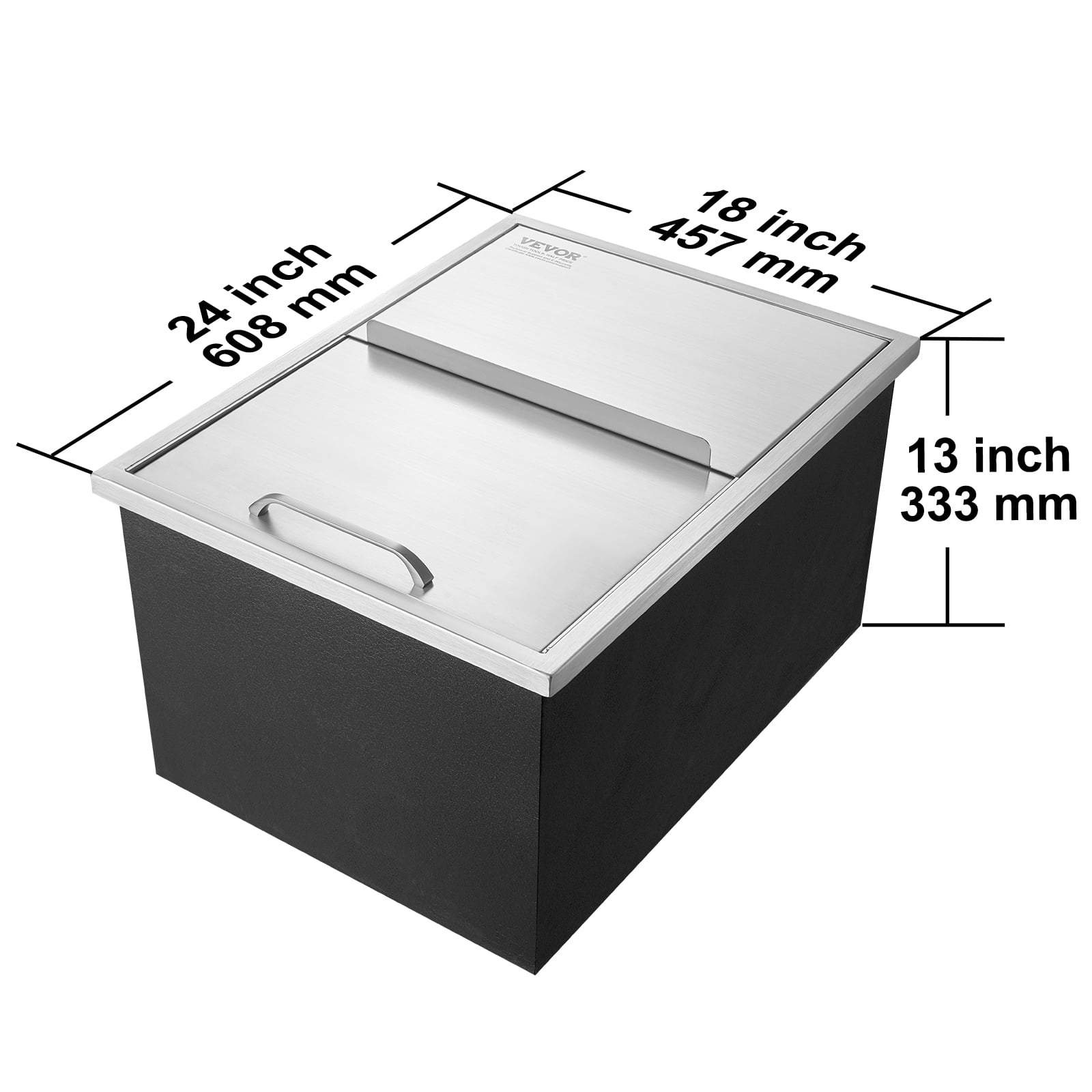 KFFKFF 24"x18"x13" Drop in Ice Chest Ice Cooler Ice Bin Stainless Steel w/Cover