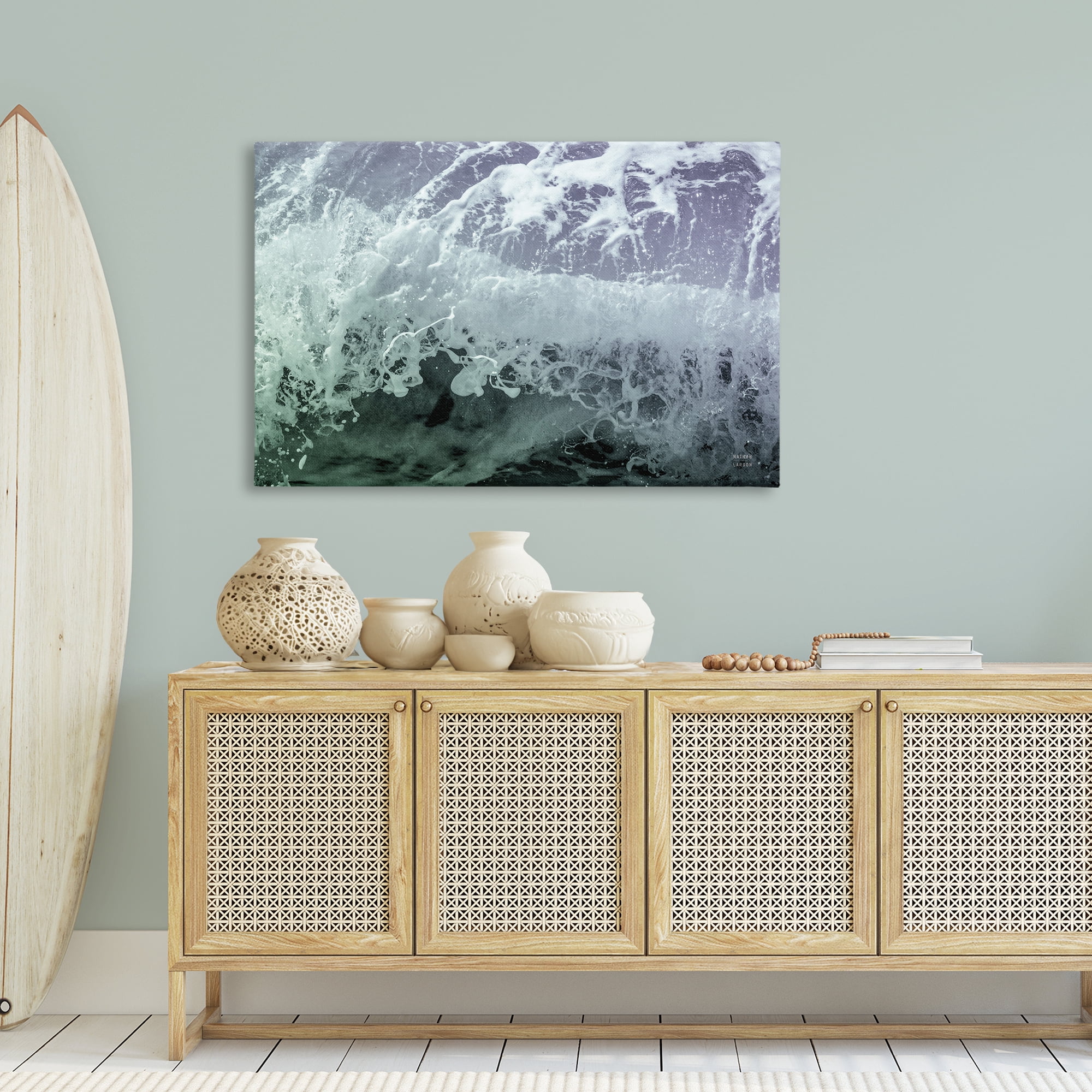 Stupell Industries Splashing Blue Waves Landscape Photography Gallery Wrapped Canvas Art Print Wall Art, 45 x 30