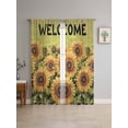 thumbnail image 4 of Sheer Curtains 72 Inches Long 2 Panels, Retro Farmhouse Pastoral Sunflowers Rod Pocket Curtain Voile Draperies, Welcome Text on Green Light Filtering Window Treatment for Living Room Kitchen Bedroom, 4 of 8