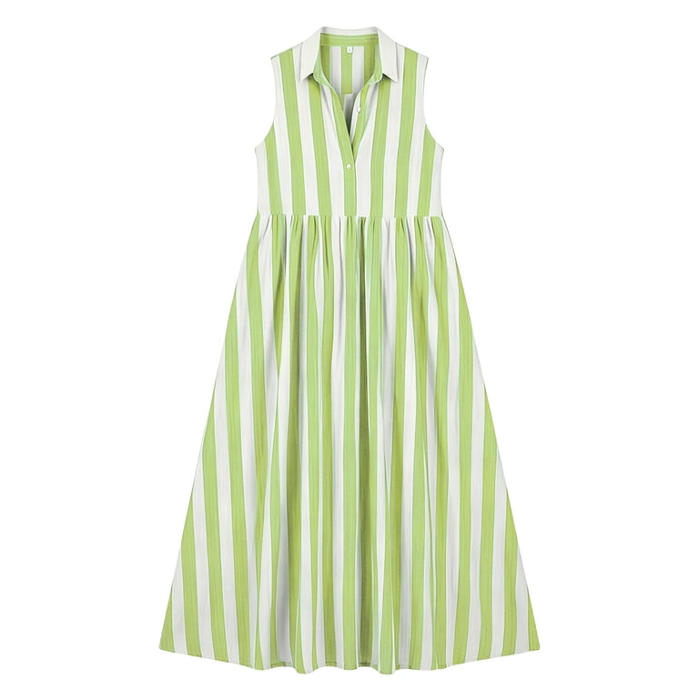 mint green graduation dress asdoklhq Cocktail Dresses for Women Midi Dresses Ladies' Casual and Fashionable Sleeveless Lapel Striped with Pockets M countertop-mirror