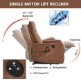 thumbnail image 5 of Brown PU Single Motor Power Lift Recliner Chair with Massage and Heat for Elderly, Heavy Duty Motion Mechanism and One USB for Charging, Max Reclining Angle 155°, 5 of 9