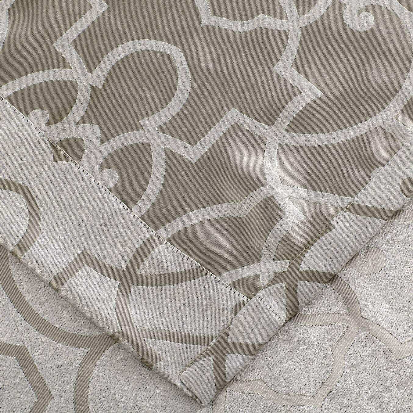 Kate Aurora Hollywood Home Taupe/Linen Trellis Grommet Blackout Curtain Sets, 38” x 84” (2 Panels)