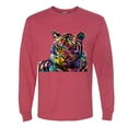 thumbnail image 2 of Wild Bobby, Colorful Rainbow Tiger Animal Lover Mens Long Sleeve Shirt, Vintage Heather Red, 2XL, 2 of 3