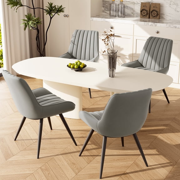 MOONMISS Modern Upholstered Dining Chairs Set of 4 with Thick Cushion,Sturdy Metal Legs,Side Chairs for Kitchen,Living Room,Gray