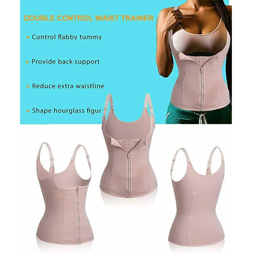 MeterMall Women Sweat Vest Waist Trainer Body Shaper Weight Loss Zipper  Workout Shapewear Body Shaping Pants