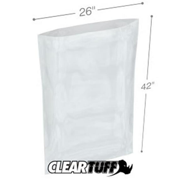 International Plastics PB22642 26 x 42 in. Clear Poly Bags, 0.002 Gauge - Case of 250