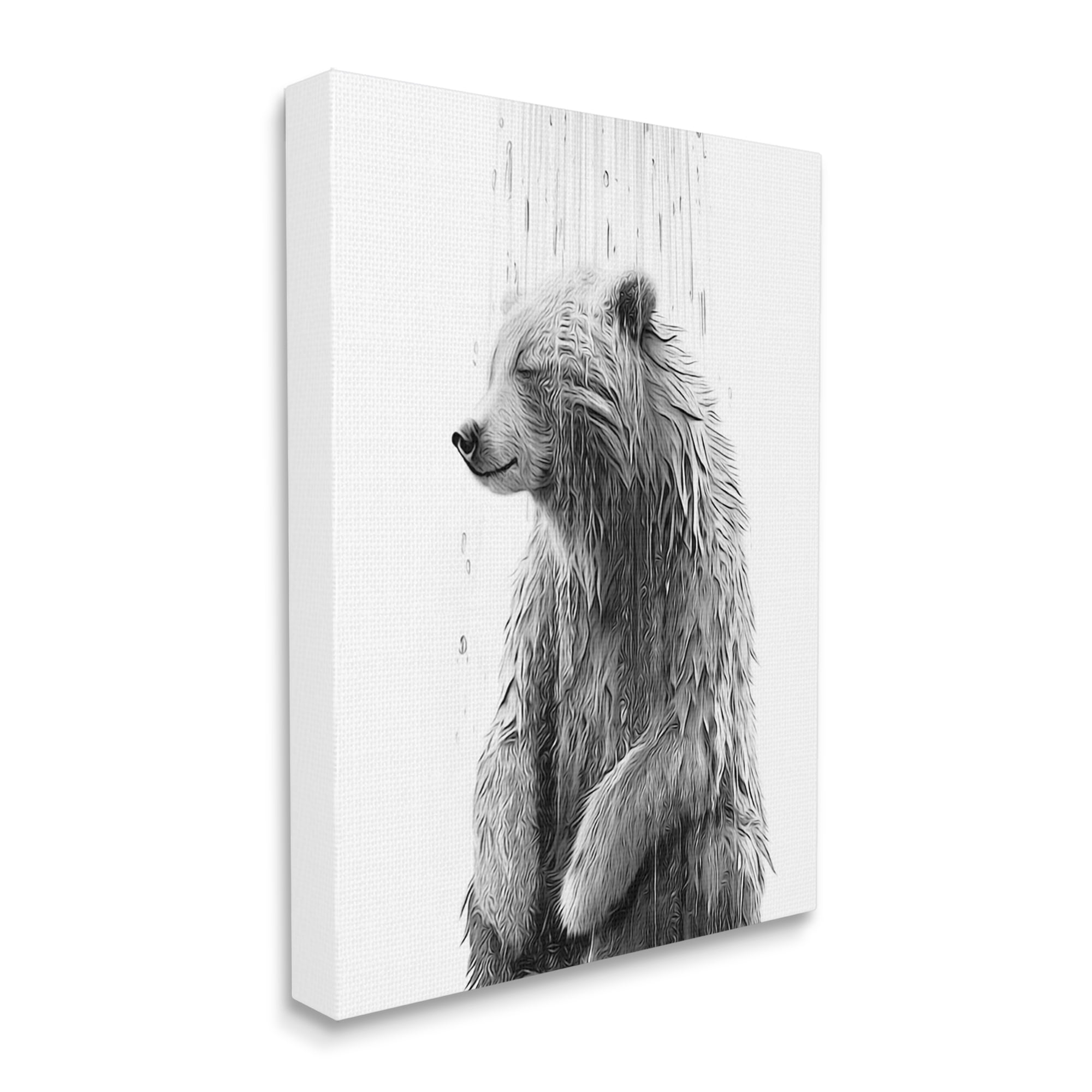 Stupell Industries Bear Water Splash Animals & Insects Painting Gallery Wrapped Canvas Art Print Wall Art, 36 x 48