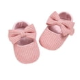 thumbnail image 2 of Lixiuxyad Soft Yarn Knit Baby Sneakers With Bow For Girls First Walking Shoes Sole Toddler Prewalker Booties Crib Shoes Strap Athletic Shoes Sizes 12(Toddler 6-12 Months), 2 of 5