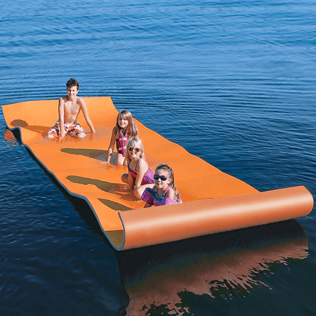 Magshion 9X6Ft Floating Water Mat, 3-Layer Tear-Resistant Xpe Foam Water Floating Pad, Lake Float Mat Lily Pad For Recreation Pool River Ocean Outdoor Water Activities, Orange