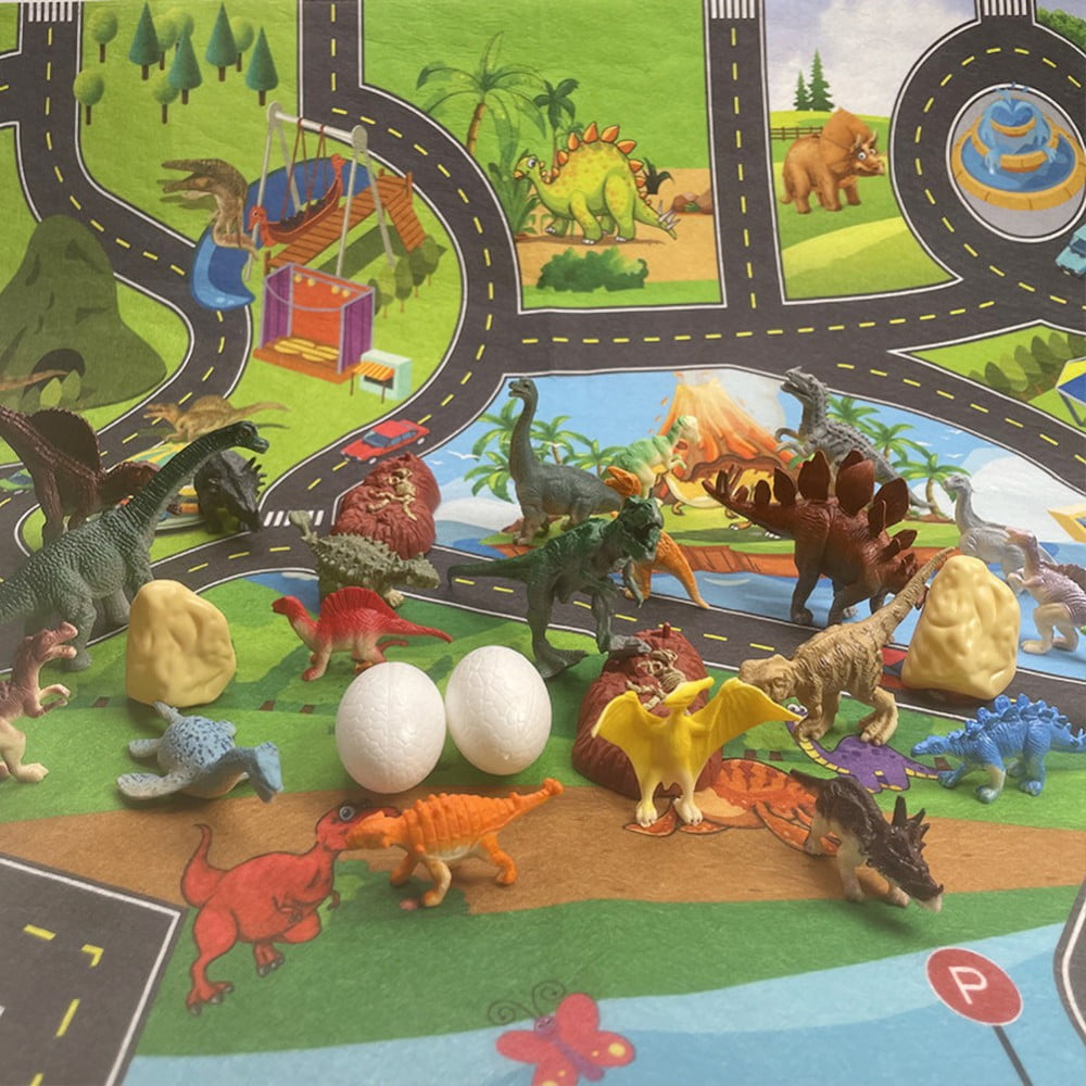 30" x 27" Baby Dinosaur Toy Game with Play Mat, Perfect Educational Realistic Dinosaur World