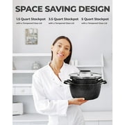 Granitestone 6 Pc Pots and Pans Set Non Stick, 1.5Qt, 3Qt, 5Qt Nesting Pots Set for Cooking with Induction Cookware Set, Space Saving, Non Toxic, Dishwasher Safe