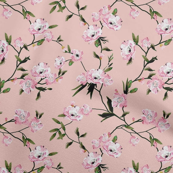 oneOone Cotton Jersey Pink Salmon Fabric Floral Quilting Supplies Print Sewing Fabric By The Yard 58 Inch Wide