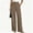 D_ Brown, variant on Women's Elastic Waist Drawstring Textured Linen-Look Wide Leg Pants, Breathable Comfort Trousers for Daily Commute & Light Wear Brown XL