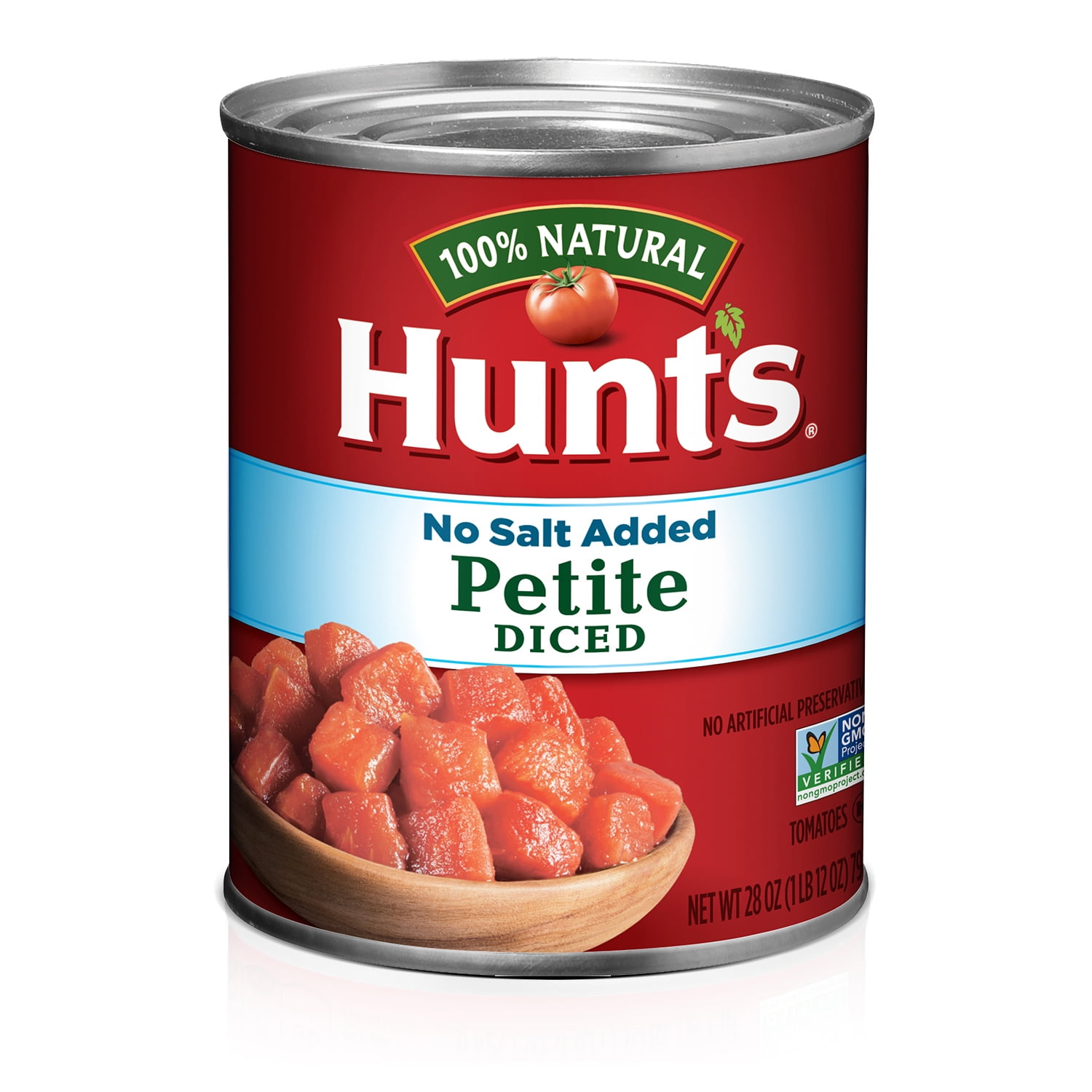 Hunt's Petite Diced Tomatoes, 100 Natural No Salt Added Tomatoes, 28