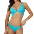 thumbnail image 1 of Women's Two Piece Swimsuit, High Waist Bikini Set with Adjustable Ties, Soft Swimwear Without Underwire, Removable Padding, Solid Color, 1 of 7