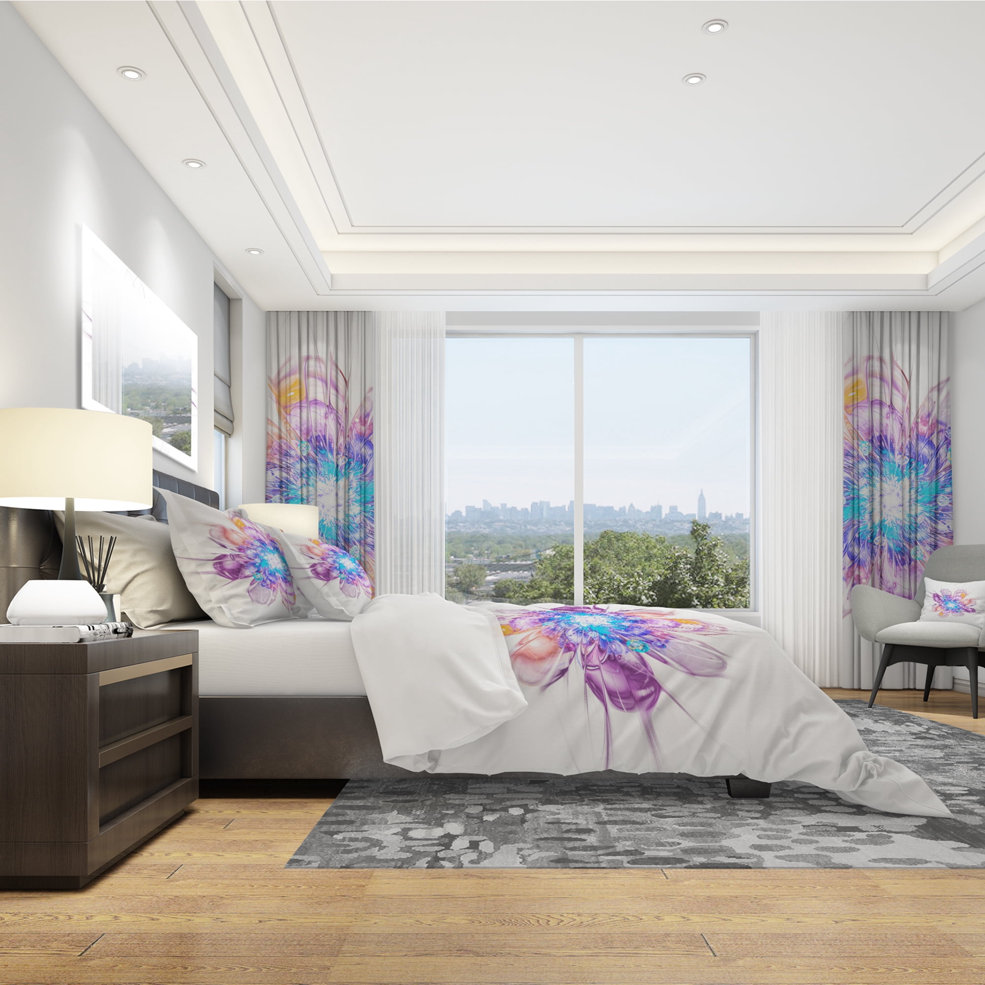 Designart 'Perfect Fractal Flower in Multi Colors' Modern & Contemporary Duvet Cover Set