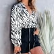 thumbnail image 5 of Jersey de manga larga con estampado de cordón para mujer con cuello en V Fridja  hj4307, 5 of 9