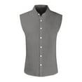 thumbnail image 1 of Men's Summer Hawaiian Solid Color Sleeveless Button-Down Shirt 2XL, 1 of 4