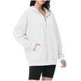 thumbnail image 4 of Mifsaly Quarter Zip Sweatshirt Women with Hood Oversized Long Sleeve Hoodie Drop Shoulder Pullover Tops with Pocket Workout Fashion Outerwear 2025 Fall Winter Clothing, 4 of 8