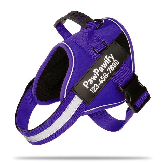 Arnés para perros PawPawify personalizado sin tirón con nombre y teléfono XXL