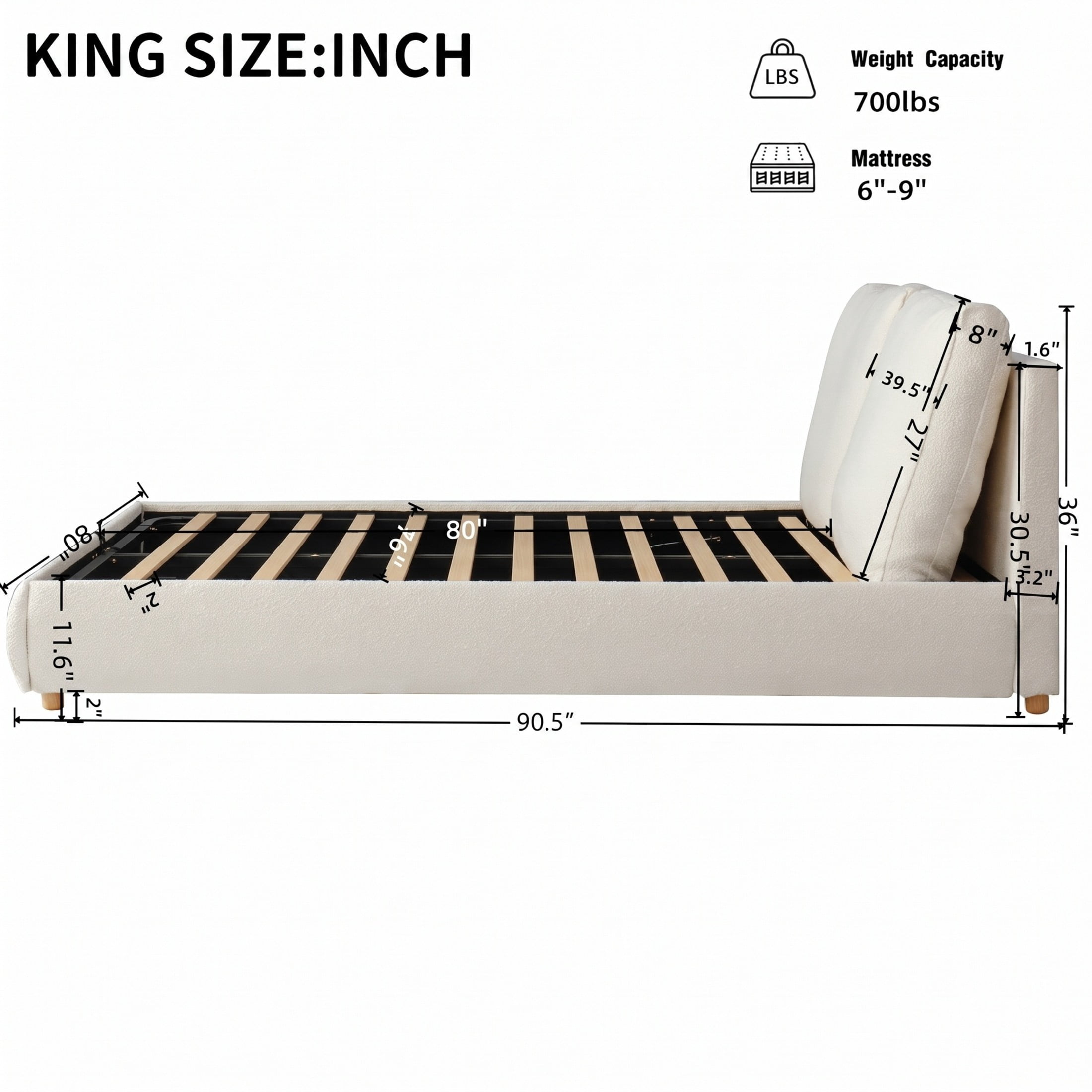 Christopher Knight Home King Upholstered Storage Bed, Hydraulic Lift Platform, Removable Headrests, Cream White