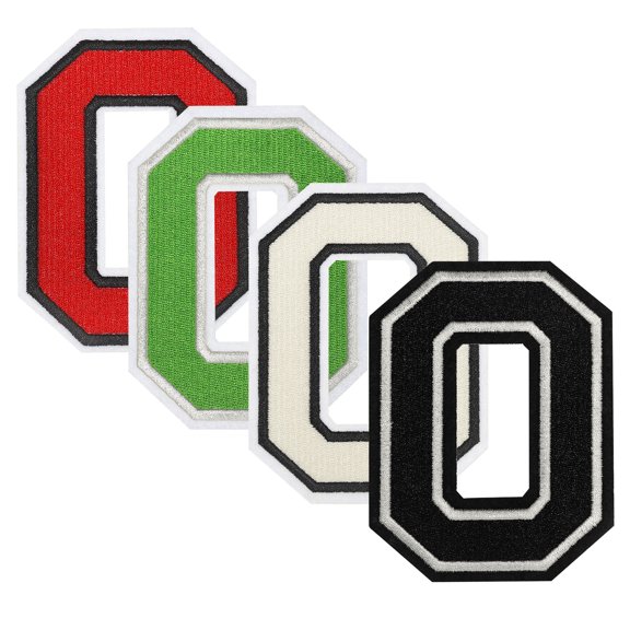 Uxcell 4 Pack Iron on Number Patches, 4.5" Embroidered Patches for Clothes Dress Hats Jeans Backpack DIY Accessories Large Number 0, Green/Red/White/Black