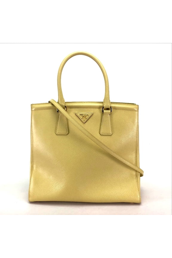 Pre-Owned PRADA B2411M Shoulder Bag/Handbag, 2-Way, Saffiano Leather, Women's, Yellow (Good)