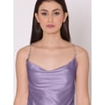 thumbnail image 5 of DressBerry Women's Solid Mini Dress Sleeveless High Rise Cowl Neck Fine Lycra Chain Straps Body Fit One Piece, 5 of 7