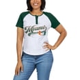thumbnail image 4 of Women's WEAR by Erin Andrews White Miami Hurricanes Baseball Logo Raglan Henley T-Shirt, 4 of 5