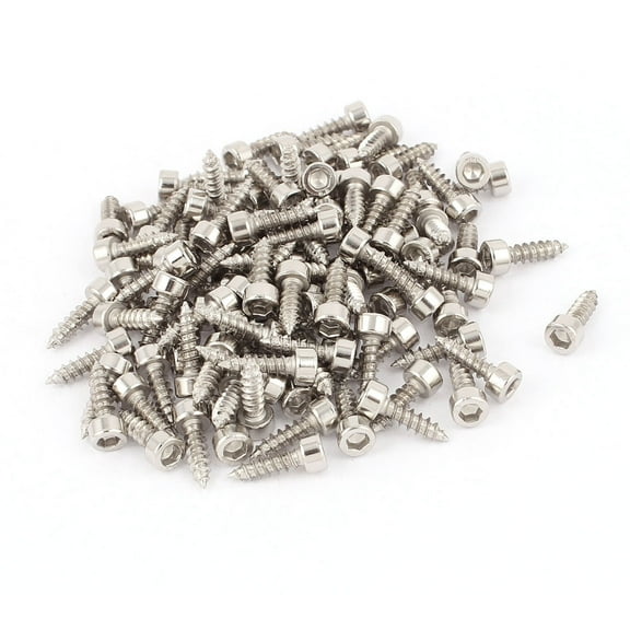 3.5mm x 12mm Threaded Hex Hexagon Head Self Tapping Screws Silver Tone 100 Pcs